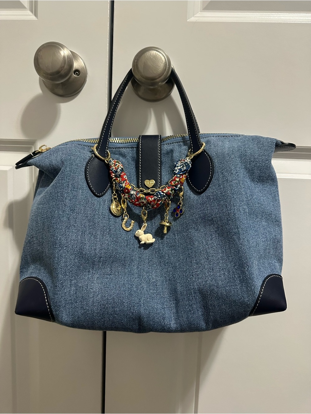 Parke Stoney Clover Lane Denim Pouchette 03 w/ Liberty Fabrics Bag Chain